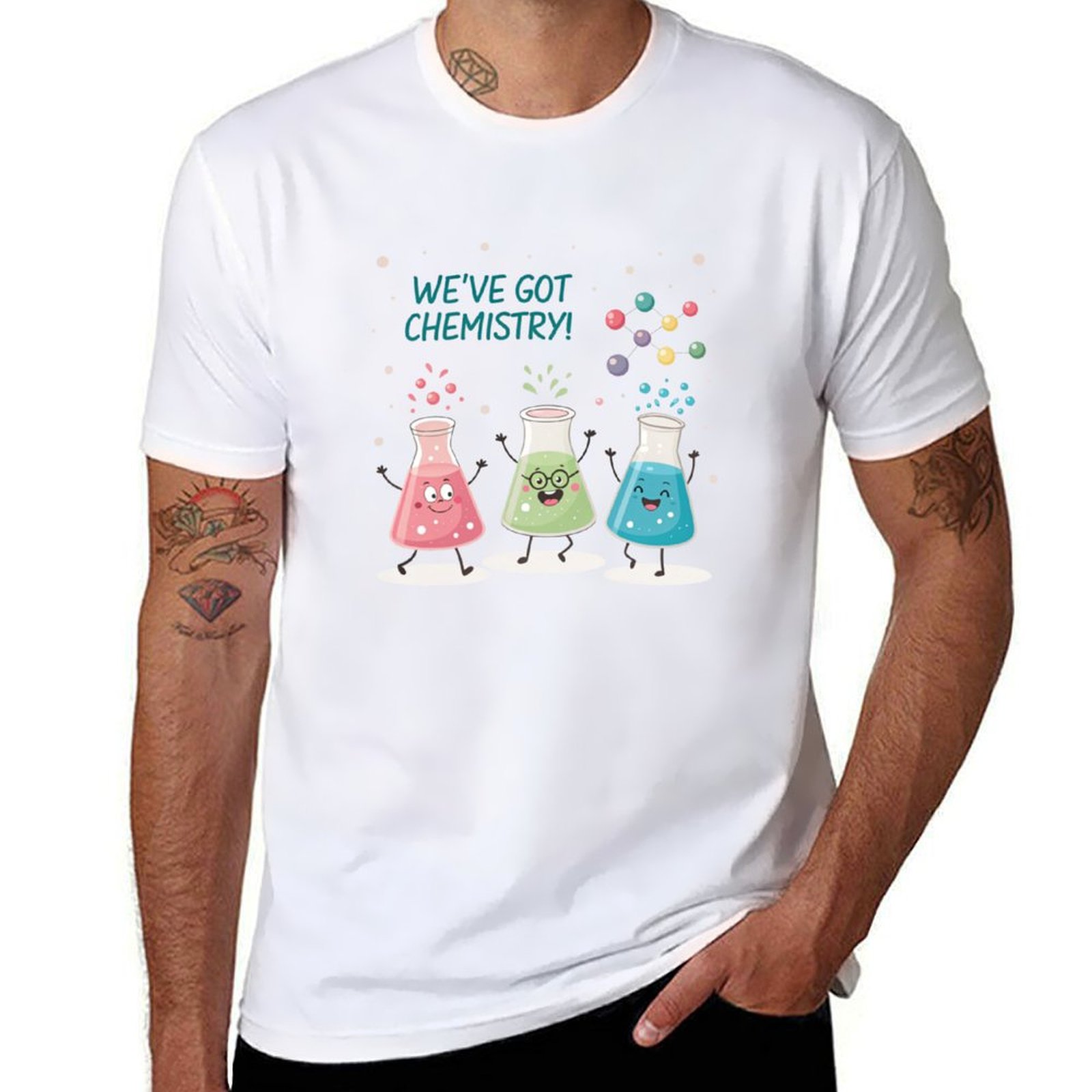 Science Buddies - เสื้อยืด Science Beaker Buddies เสื้อยืดผ้าฝ้ายสีดำ เสื้อยืดธรรมดาสำหรับผู้ชาย