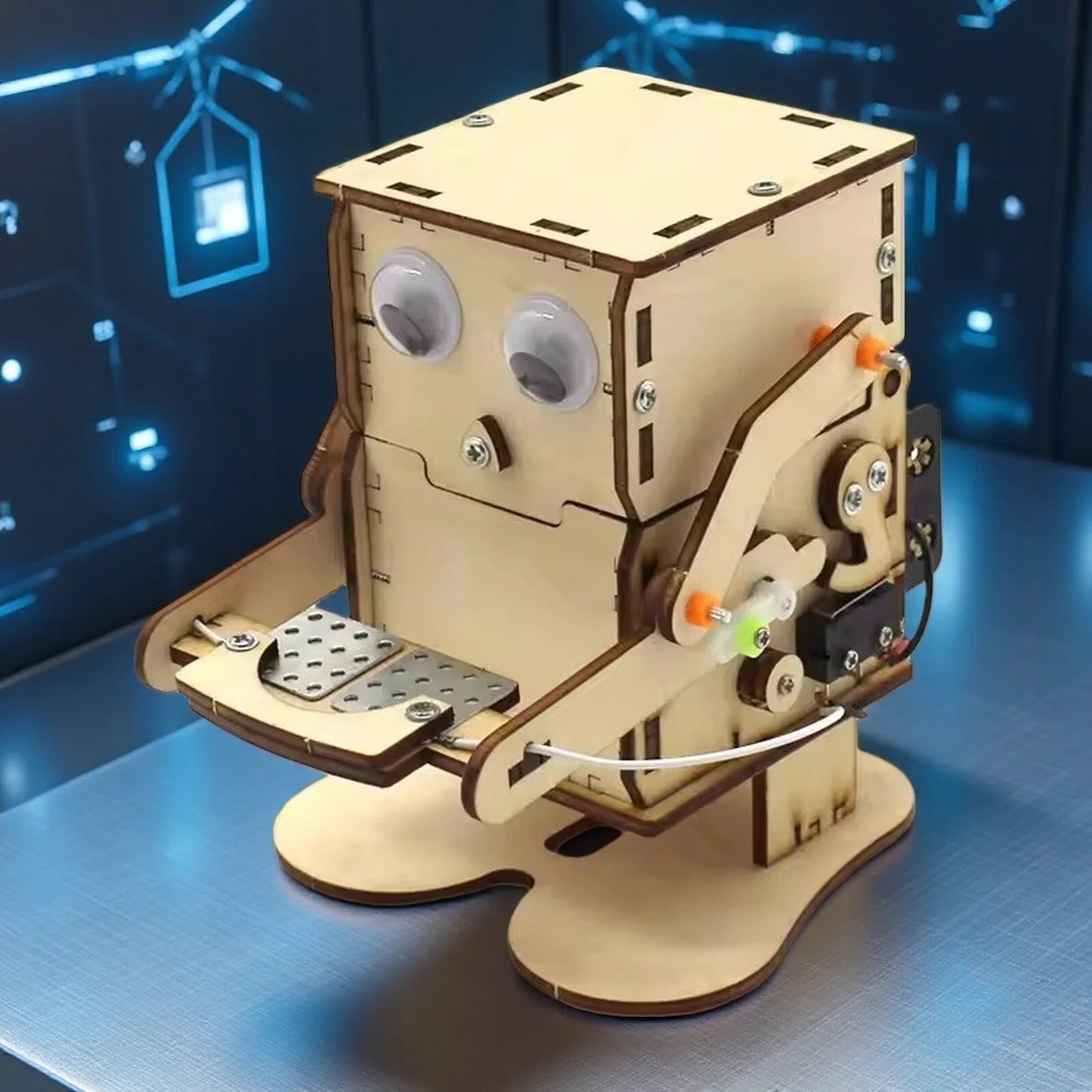 Science Robot - หุ่นยนต์กินเหรียญ รุ่น DIY ชุดประกอบไม้ ทดลองวิทยาศาสตร์ ชุดการเรียนรู้